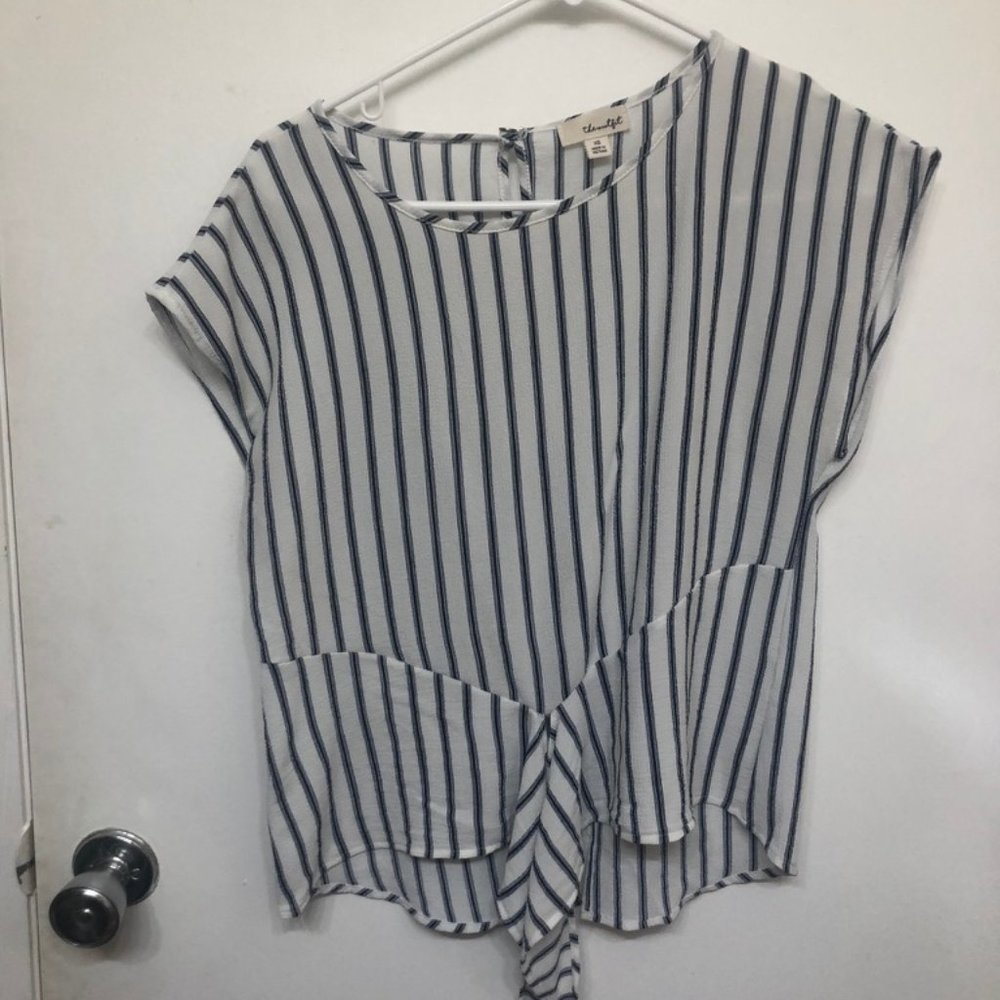 Blue and White Striped Front Tie